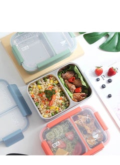 Brain Giggles Brain Giggles Stainless Steel 2 Compartments Lunch Box with Removable Inner Tray Insulated Leak Proof Lunch Box for Kids Adults - Multifunctional Air Tight Food Container - Blue  - Image 5