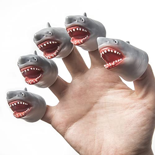 AQKILO Shark Finger Puppet Set Ocean Animal Puppet Show Theater Props Novelty Toys Weird Stuff Gifts 5 PCS - Image 1