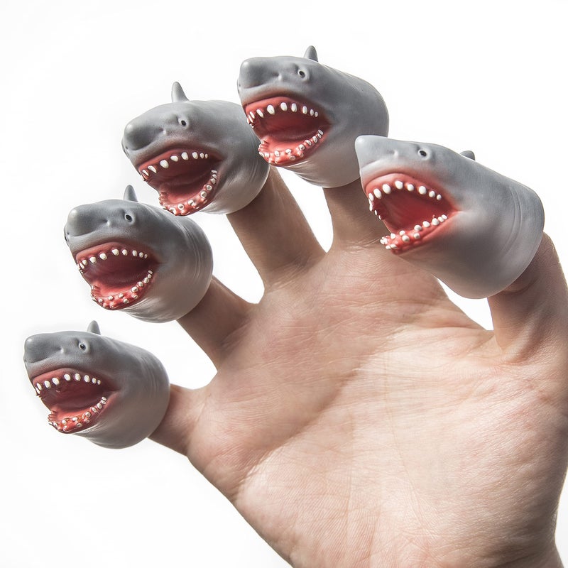 AQKILO Shark Finger Puppet Set Ocean Animal Puppet Show Theater Props Novelty Toys Weird Stuff Gifts 5 PCS - Image 3