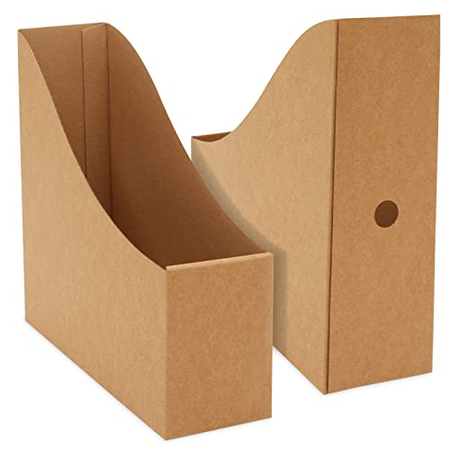 Juvale Corrugated Cardboard Magazine Holder - 3.5 x 10.2 x 10.6 in, Brown, 8-Pack - Magazine File Holder & Document Organizer with Removable Labels - Image 5