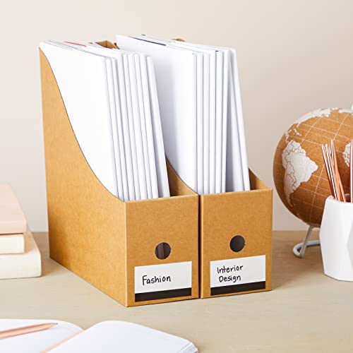 Juvale Corrugated Cardboard Magazine Holder - 3.5 x 10.2 x 10.6 in, Brown, 8-Pack - Magazine File Holder & Document Organizer with Removable Labels - Image 2