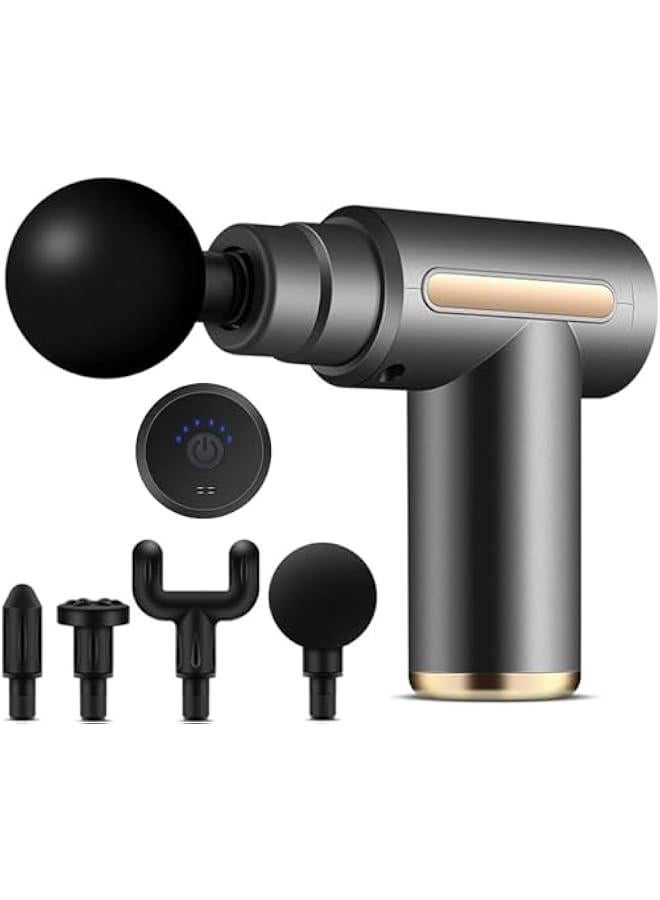 HOOKOR Mini Massage Gun, Percussion Deep Tissues Muscle Massager Gun with 6 Speeds, Type-C Charging, 35DB Ultra Quiet, Portable Electric Handheld Body Massager for Back Neck Pain Relief (Grey)  - Image 1