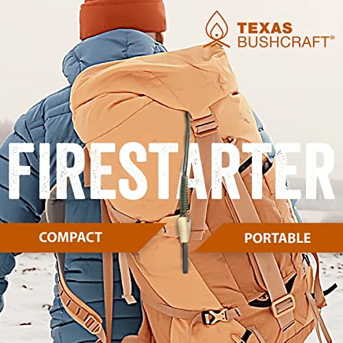Texas Bushcraft مبدئ النار من تكساس بوشكرافت - قضيب فيرو 3/8" سميك مع أداة الضرب وحبل معصم بارا كورد - ولاعة بقاء مقاومة للماء لرحلات التخييم والمشي لمسافات طويلة وحقيبة الظهر الخاصة بك - Image 3