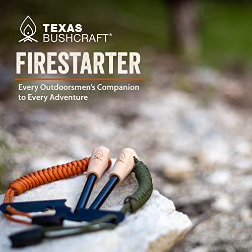 Texas Bushcraft مبدئ النار من تكساس بوشكرافت - قضيب فيرو 3/8" سميك مع أداة الضرب وحبل معصم بارا كورد - ولاعة بقاء مقاومة للماء لرحلات التخييم والمشي لمسافات طويلة وحقيبة الظهر الخاصة بك - Image 2