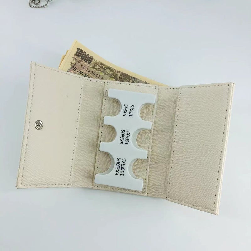 Tri-Fold Mens Wallet with Coin Pouch Creamy-white