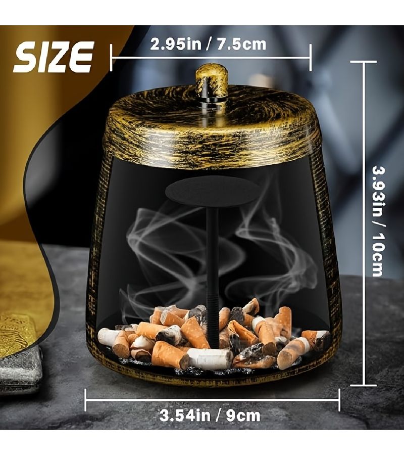 Blue Large Classic Round Lid Windproof Smoke Free Indoor Outdoor for Desk Patio Balcony - Image 4