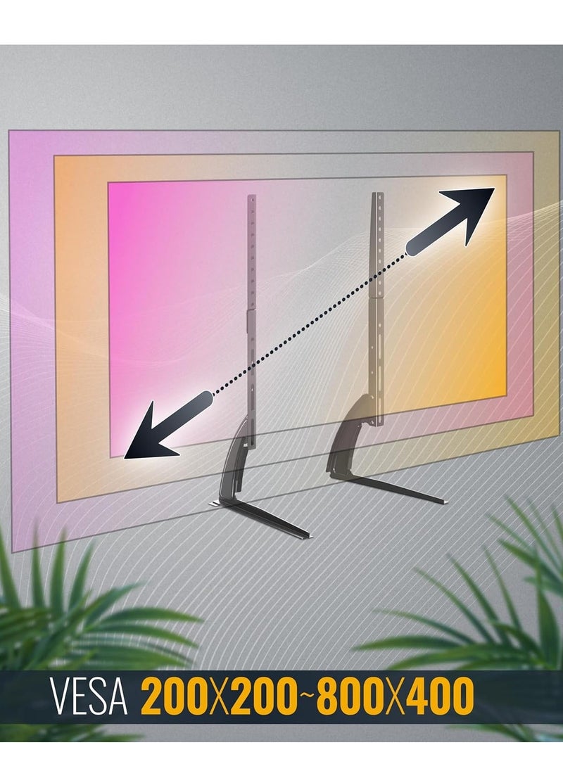 ELTRAZONE Universal TV Stand Height Adjustable TV Stand for 30-65 Inch up to 40 kg, Max. VESA 800 x 400, Sturdy Steel, Black - Image 4