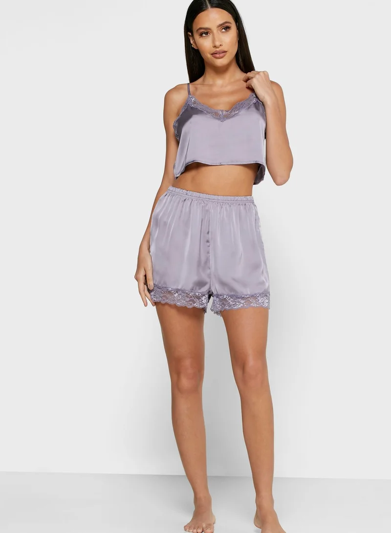 NA-KD Lace Trim Shorts