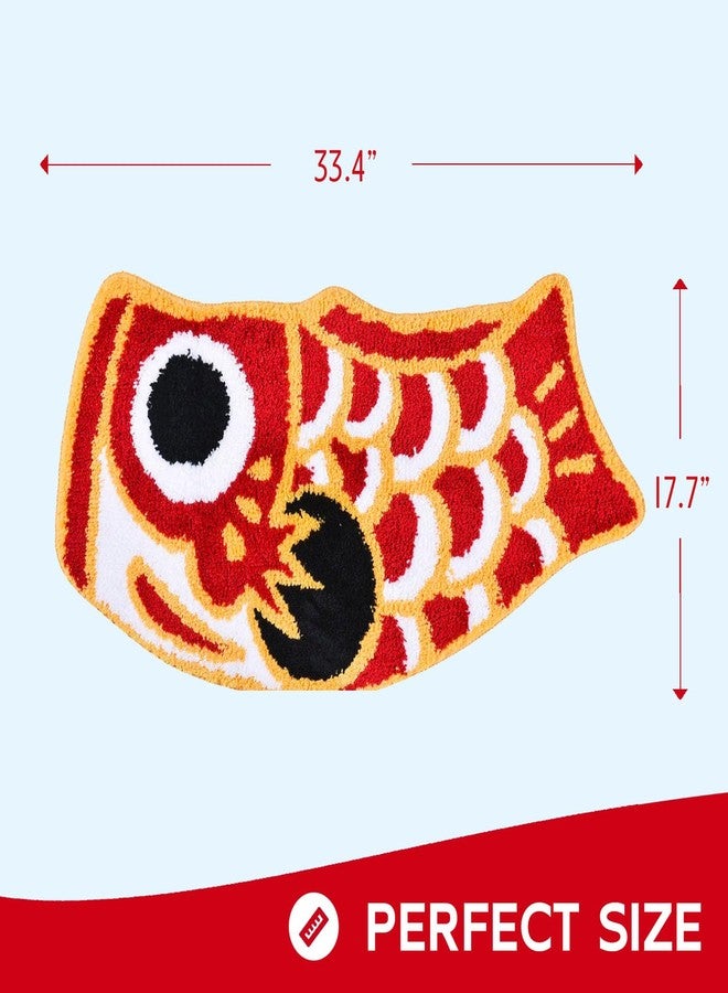 Feblilac Cute Bath Rugs Mats, Kids Bathroom Rug in Japanese Koi Shape, Non-Slip Bath Mat for Bathroom, Shower, Room, 17.7"x33.5" - Image 2