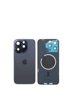 Back Glass Cover For iPhone 15 Pro Plus Rear Case Door Housing with Wireless Flex Cable Metal Plate Replacement