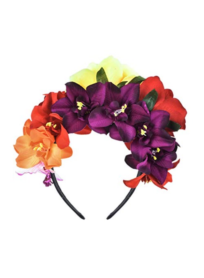 DreamLily Day of The Dead Headband Costume Rose Flower Crown Mexican Headpiece BC40 Mexican Festival Crown Yellow Red - Image 4