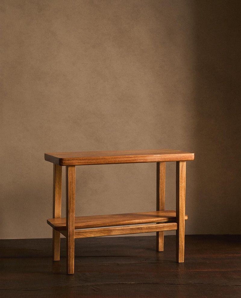 Md Decor Solid Sheesham Wood SideTable for Living Room | Wooden EndTable with Shelf for Bedroom & Balcony | Natural Honey Finish Bedside Table (16.9" H x 21.7" L x 9.8" W) - Image 1