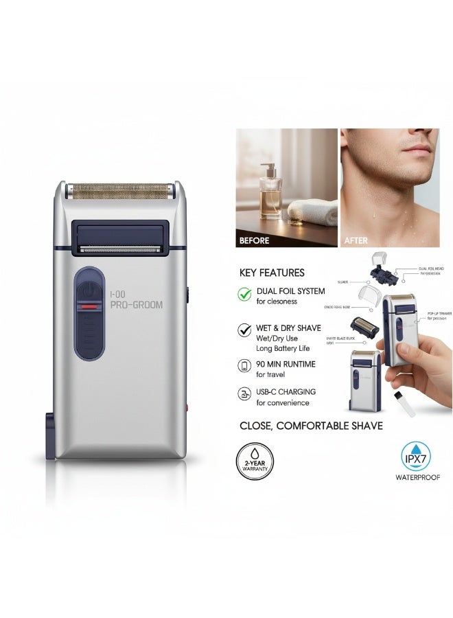 GLEVAR Men’s Electric Razor with USB Recharge – Pocket-Size Foil Shaver for Sensitive Skin, Cordless Beard Trimmer with Precision Blade for Compact Daily Grooming - Image 2