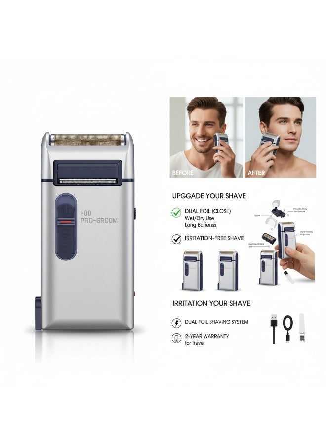 GLEVAR Men’s Electric Razor with USB Recharge – Pocket-Size Foil Shaver for Sensitive Skin, Cordless Beard Trimmer with Precision Blade for Compact Daily Grooming - Image 5