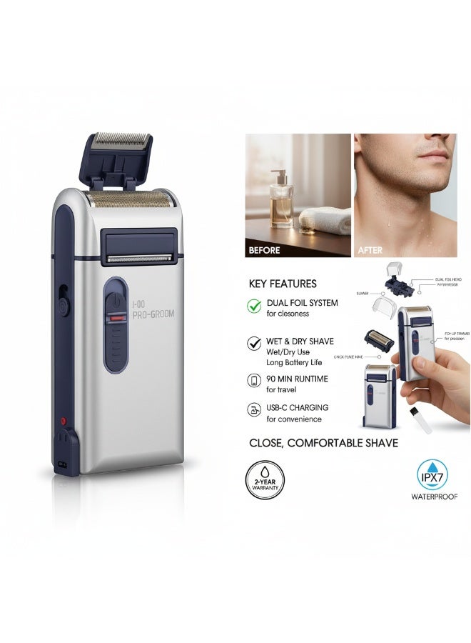 GLEVAR Men’s Electric Razor with USB Recharge – Pocket-Size Foil Shaver for Sensitive Skin, Cordless Beard Trimmer with Precision Blade for Compact Daily Grooming - Image 4