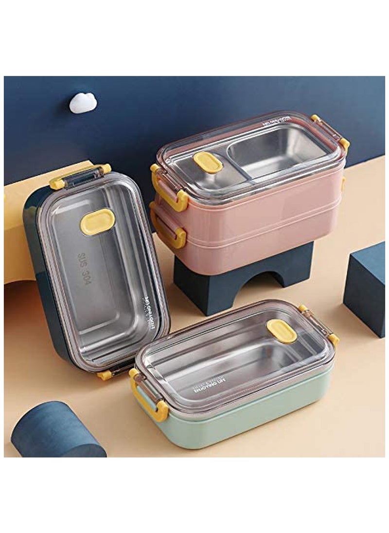 BestStore Stainless Steel Leak-proof Bento Lunch Box with 3-Compartments and Portable Handle Lock Vent Valve and 1600ml Capacity Microwave Safe Food Container For School Boys Girls  - Image 4