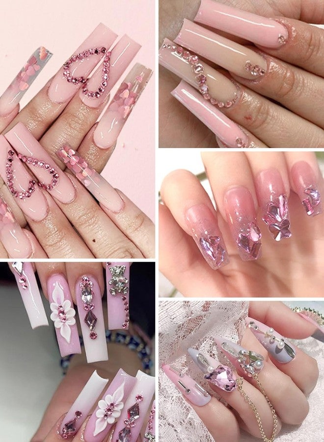 Wsimily 1620 Pcs Nail Art Rhinestones Pink Nail Charms Glass Nail Gems, Wsimily Crystal Flatback Shiny Mixed Nail Rhinestones Beads for DIY Manicure Craft with Tweezer Storage Box Picker Pencil - Image 5