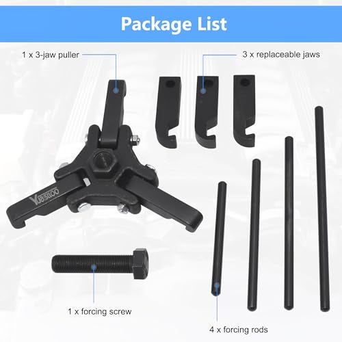 Yuesstloo Harmonic Balancer Damper Pulley Puller Kit, Compatible with Ford GM Chrysler Cadillac Chevy Trucks Mitsubishi, Adjustable Upgraded 3-Jaw Puller for Harmonic Damper & Balancer Removal - Image 3
