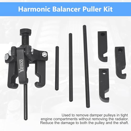 Yuesstloo Harmonic Balancer Damper Pulley Puller Kit, Compatible with Ford GM Chrysler Cadillac Chevy Trucks Mitsubishi, Adjustable Upgraded 3-Jaw Puller for Harmonic Damper & Balancer Removal - Image 2