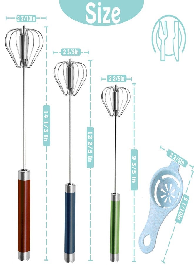 Jninexiu Semi-automatic Whisk, Stainless Steel Egg Beater, Hand Push Rotary Whisks Mixer Stirrer for Making Cream, Whisking, Beating and Stirring (3 Color) - Image 2