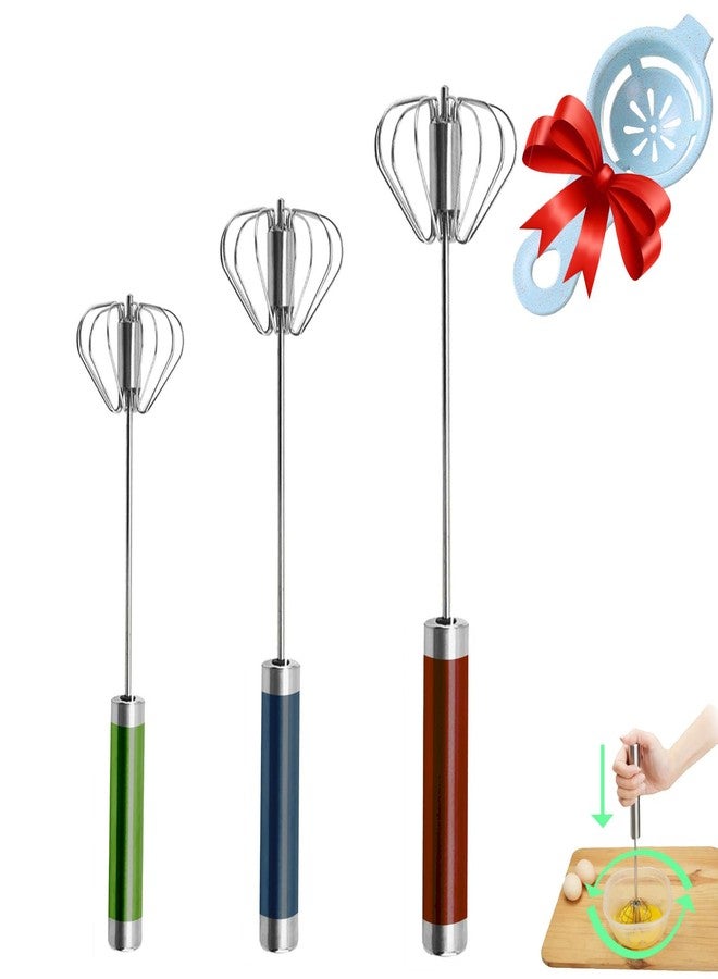 Jninexiu Semi-automatic Whisk, Stainless Steel Egg Beater, Hand Push Rotary Whisks Mixer Stirrer for Making Cream, Whisking, Beating and Stirring (3 Color) - Image 1
