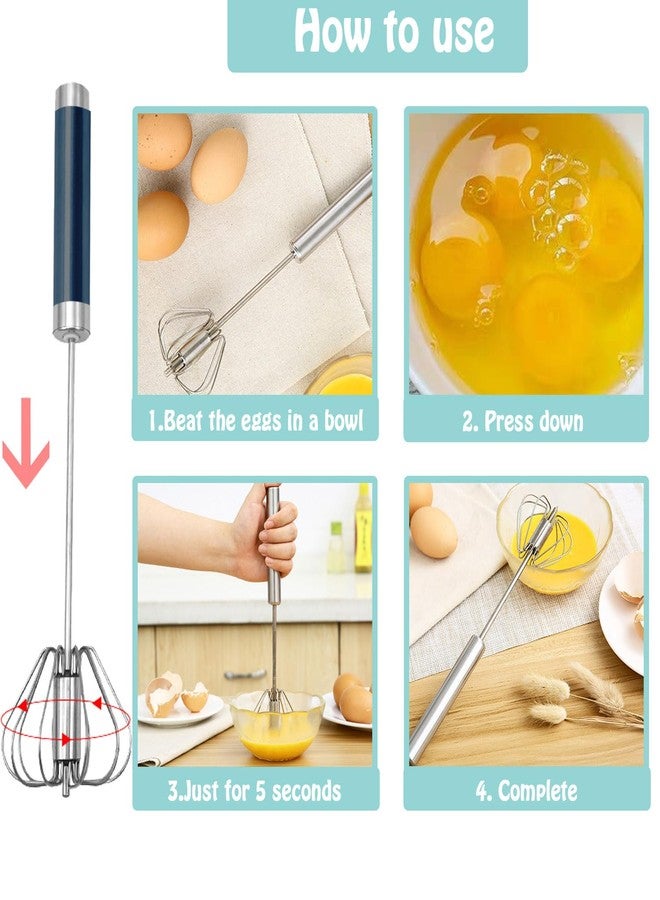 Jninexiu Semi-automatic Whisk, Stainless Steel Egg Beater, Hand Push Rotary Whisks Mixer Stirrer for Making Cream, Whisking, Beating and Stirring (3 Color) - Image 4