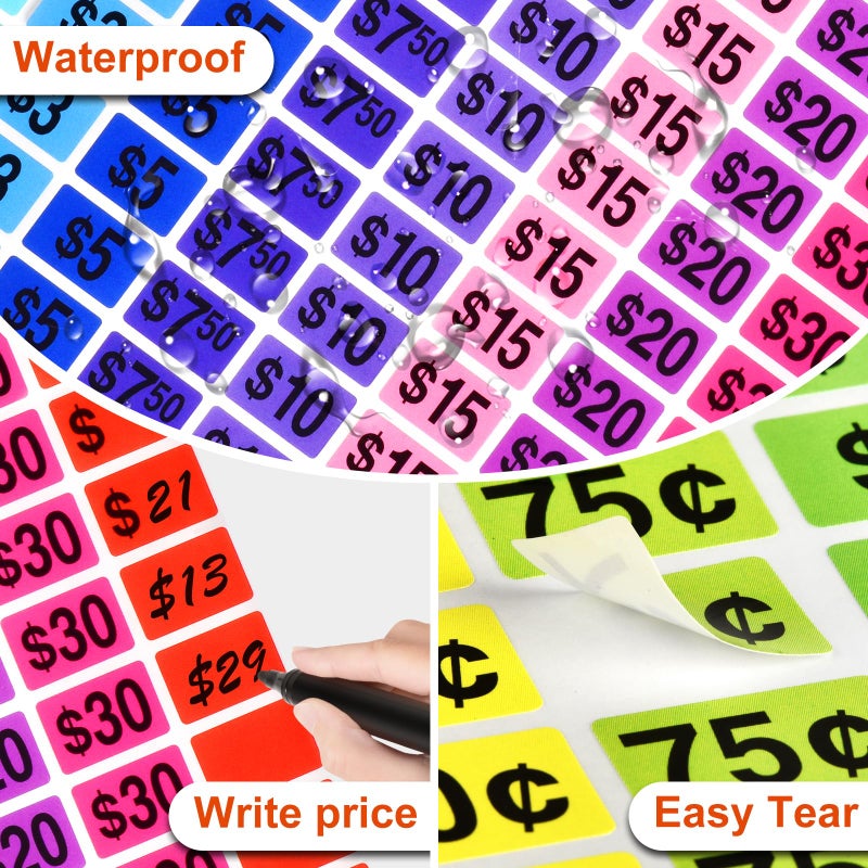 WUINOID 2250 Pcs Garage Sale Stickers, Yard Sale Price Stickers, Price Tag Labels Stickers for Yard Sale Supplies, Garage Sale Supplies, 1/2" X 3/4" Removable Pricing Labels - Image 3