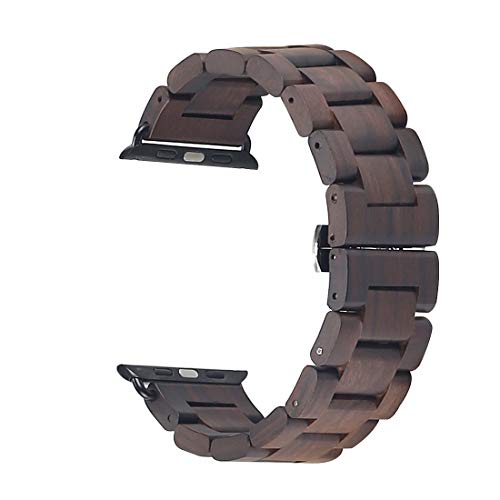 Kinobo Wooden Watch Band Compatible with Apple Watch 100 EcoFriendly Natural Hardwood Watch Strap Thickened Wrist Bracelet for iWatch Series 7 6 5 4 3 2 1 Sport Edition Brown384041mm - Image 3
