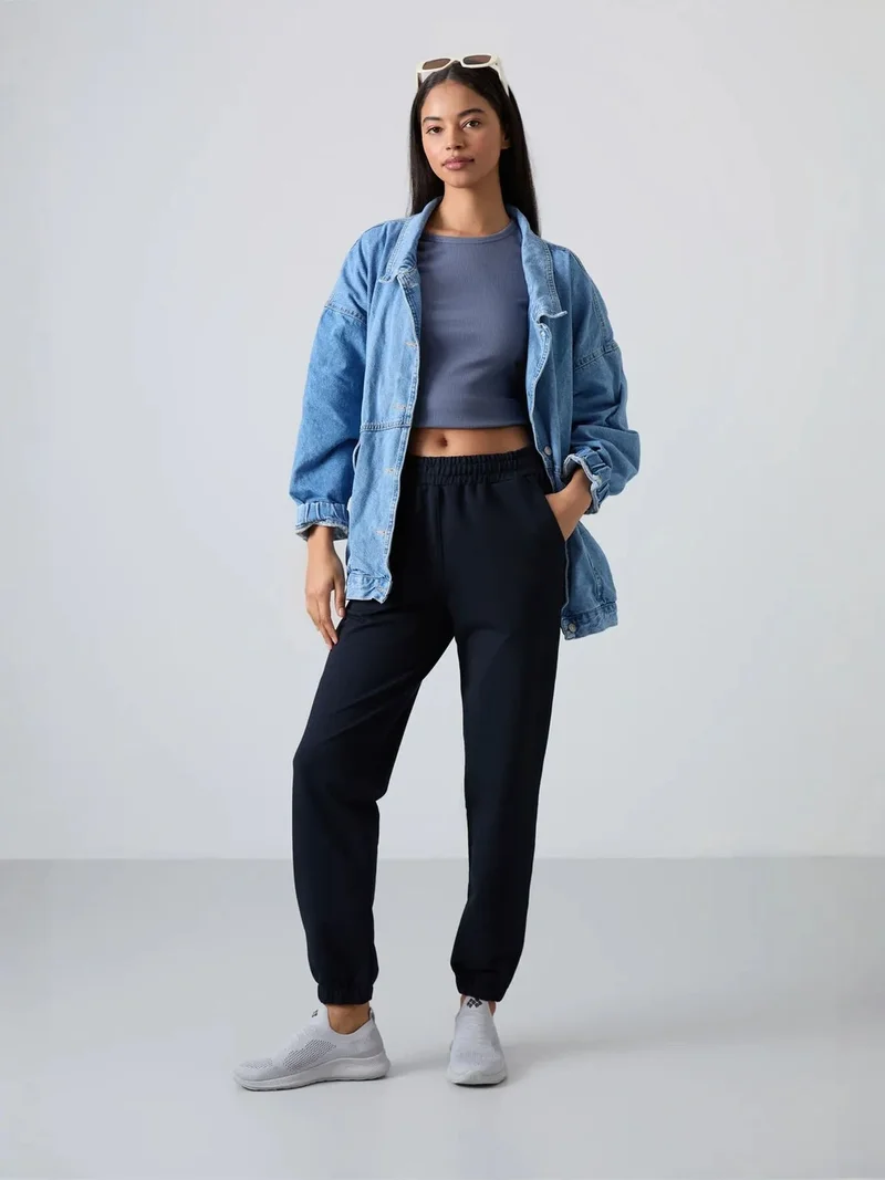 تومي لايف TOMMY Women's High-Waist Relaxed Fleece Joggers