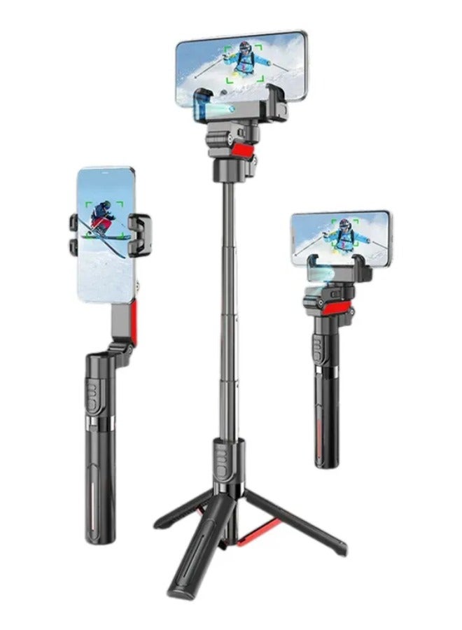 C10 AI Face Tracking Gimbal Stabilizer with Dual Fill Light, Tripod & Bluetooth – Black+Red  - Image 1