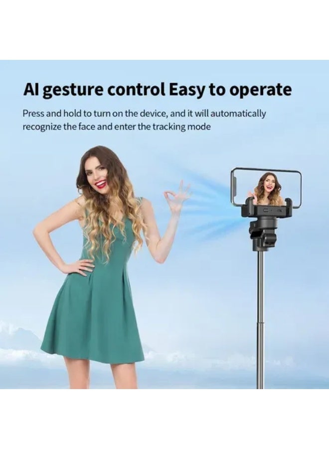 C10 AI Face Tracking Gimbal Stabilizer with Dual Fill Light, Tripod & Bluetooth – Black+Red  - Image 3