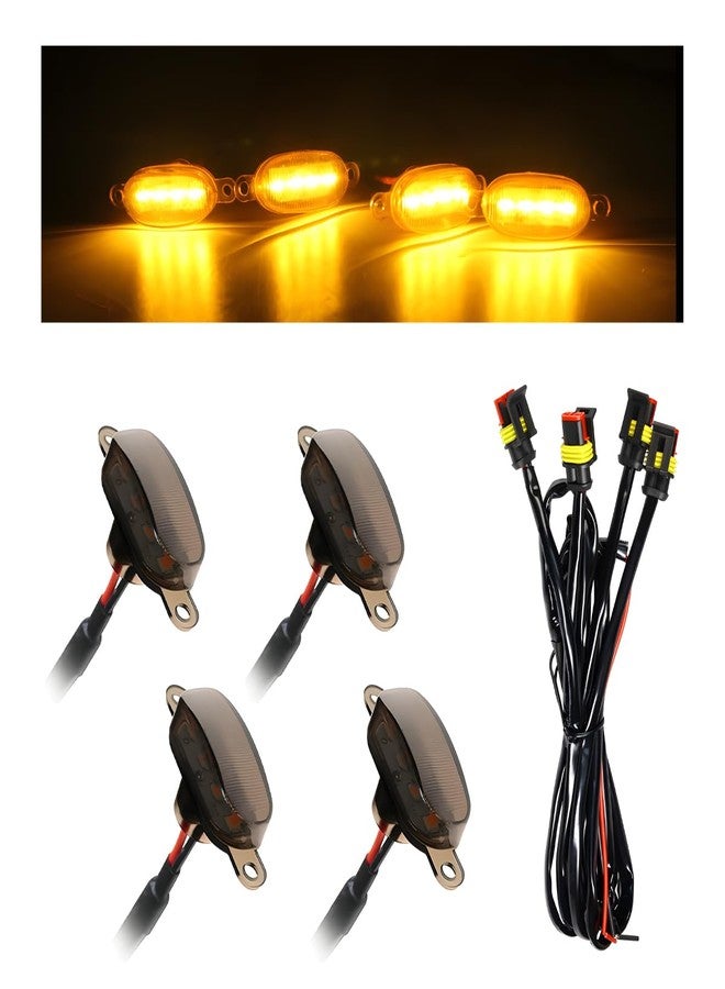 NYTKL 4 PCS Car LED Grille Lights, Waterproof Bright Front Grill Trim Lamps with Wiring Harness, Bumper LED Running Lights for 2004-2019 F150 F250 F350 Raptor 2013-2018 Ram 1500 (Black & Yellow) - Image 1