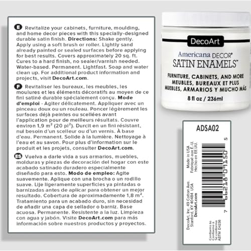 DecoArt Americana Decor - 8oz Pure White Satin Acrylic Paint for Wall Art & Home Furniture Touch Up - Includes E-book - Image 2