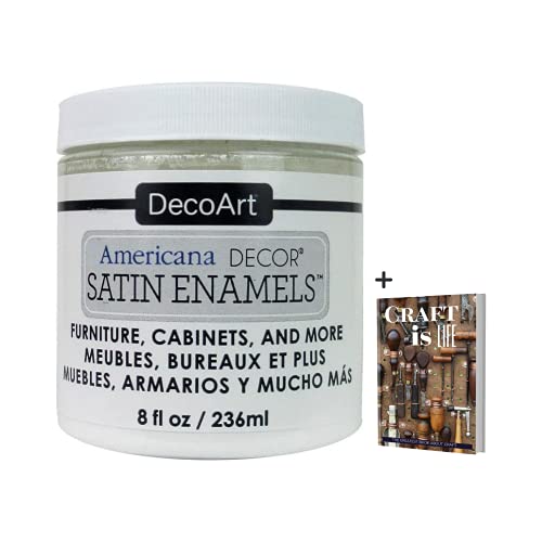 DecoArt Americana Decor - 8oz Pure White Satin Acrylic Paint for Wall Art & Home Furniture Touch Up - Includes E-book - Image 1