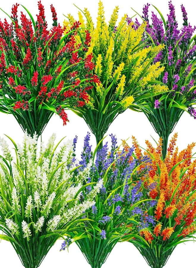 Der Rose مجموعة دير روز المكونة من 24 حزمة من النباتات الاصطناعية الخارجية، أزهار الخزامى المزيفة المقاومة للأشعة فوق البنفسجية، نباتات عشب القرد لتزيين الحديقة والشرفة والسور والفناء وصندوق النافذة (ملونة) - Image 1