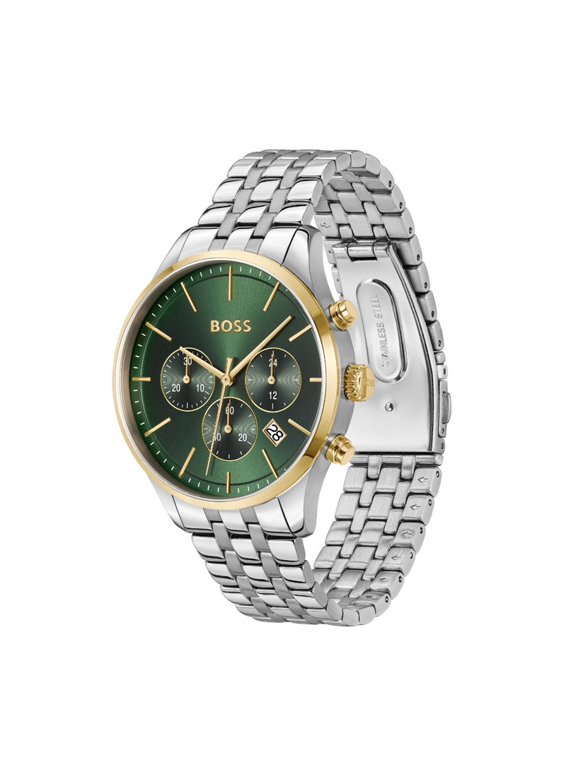 HUGO BOSS ساعة كرونوغراف دائرية للرجال بعلبة خضراء - 1514159  - Image 2