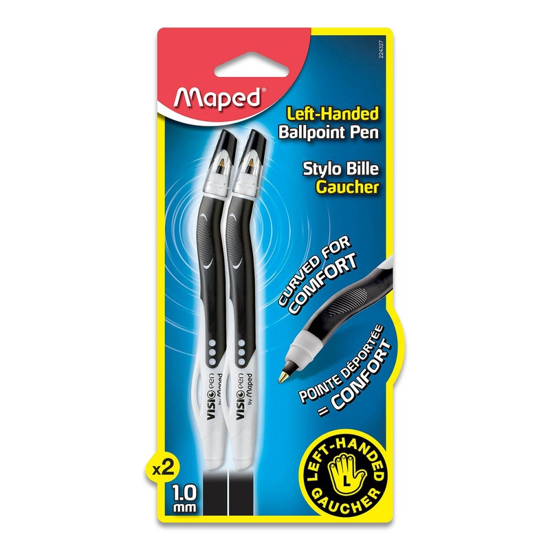 Helix Maped - Visio Left-Handed Quick-Drying Ballpoint Pen - Left Handed - Innovative (Black, 2 unit) - Image 1