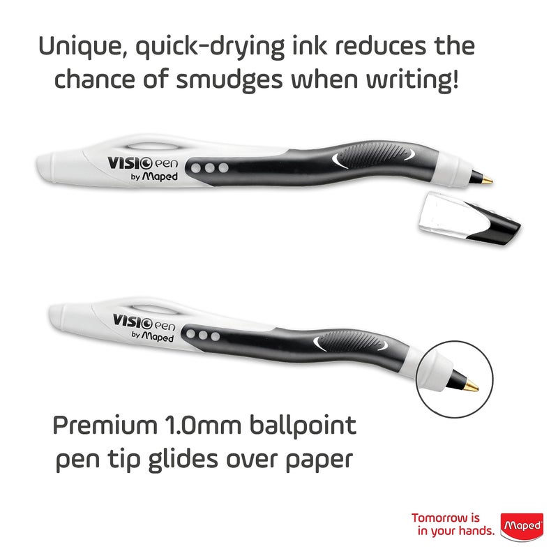 Helix Maped - Visio Left-Handed Quick-Drying Ballpoint Pen - Left Handed - Innovative (Black, 2 unit) - Image 4