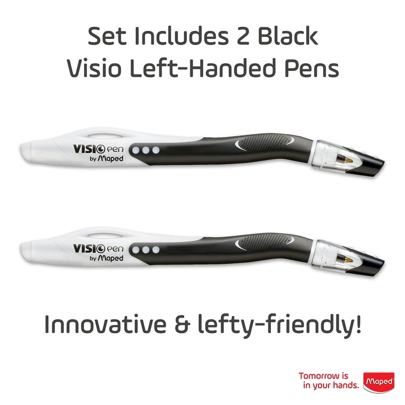 Helix Maped - Visio Left-Handed Quick-Drying Ballpoint Pen - Left Handed - Innovative (Black, 2 unit) - Image 3