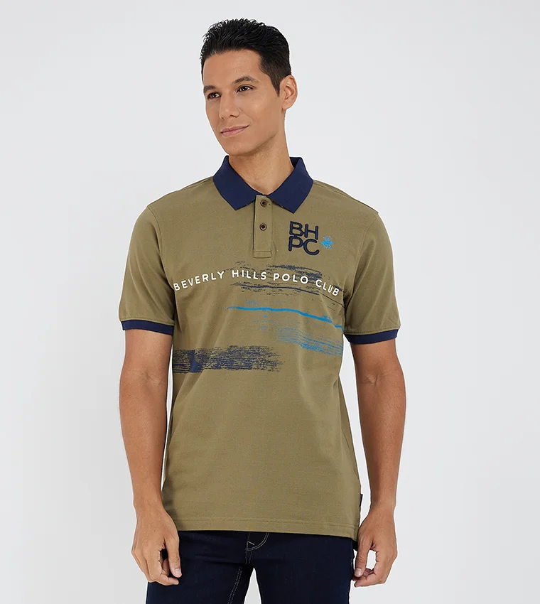 بيفرلي هيلز بولو كلوب تيشيرت بولو قطن نقي بطبعة كتابية