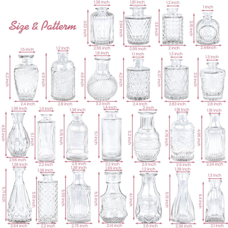 TBWIND Glass Bud Vase Set of 24, Small Clear Flower Vases for Centerpieces in Bulk, Mini Vintage Vase for Wedding Decor, and Home Table DÃ©cor - Image 3