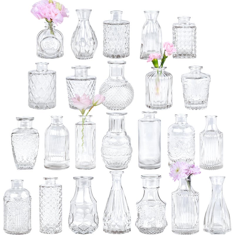 TBWIND Glass Bud Vase Set of 24, Small Clear Flower Vases for Centerpieces in Bulk, Mini Vintage Vase for Wedding Decor, and Home Table DÃ©cor - Image 1