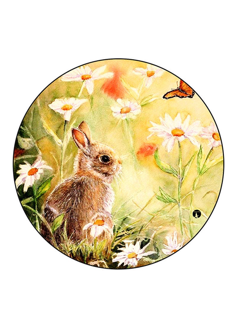 RKN Rabbit Printed Mouse Pad  Round  Multicolour