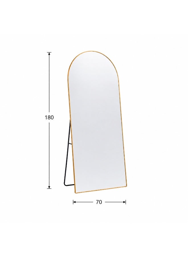 alsaada home Full-Length Free Standing Floor Mirror with Wheels & Metal Frame, 180x70 cm - Gold - Image 3