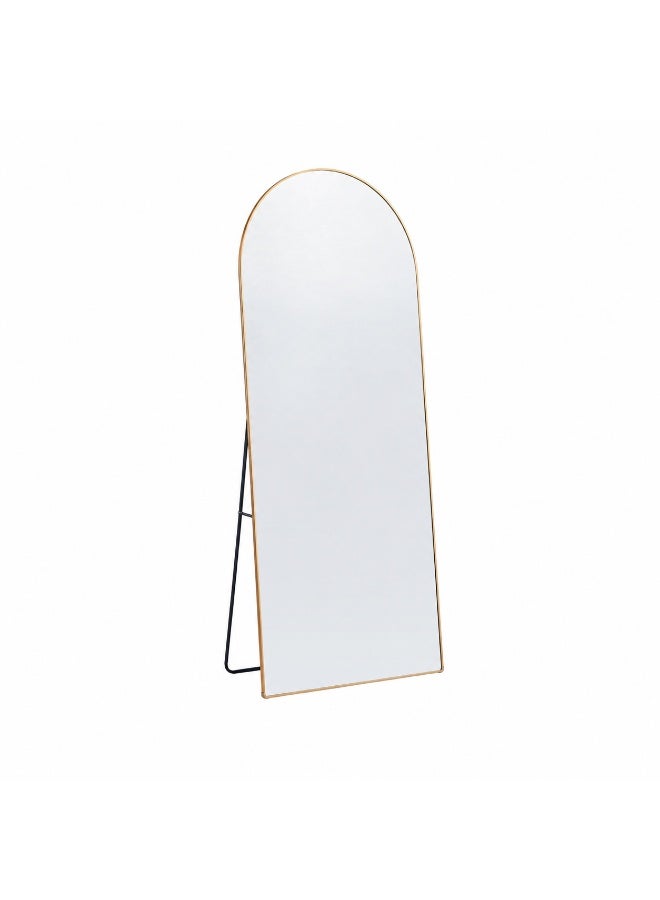 alsaada home Full-Length Free Standing Floor Mirror with Wheels & Metal Frame, 180x70 cm - Gold - Image 1