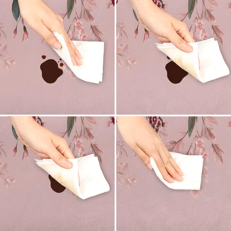 Pink Flowers Spring Square Fitted Tablecloth Waterproof Elastic Card Table Cover Stretch Wipeable Polyester Square Table Protector for Dining Kitchen Home Outdoor Picnic Decor,46x46inch - Image 5