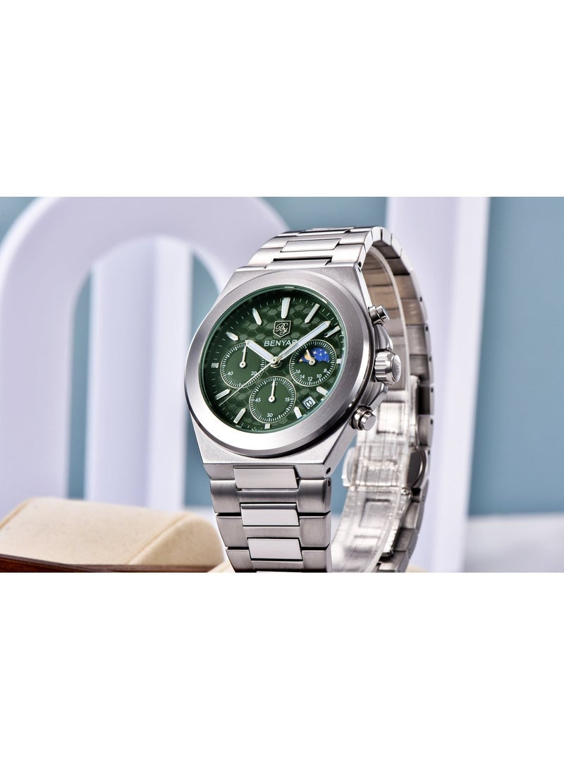 BENYAR Mens Watches Multifunction Chronograph Date Quartz Watch for Men Stainless Steel Band Wrist Watch Gift for Men Casual Business - Image 3