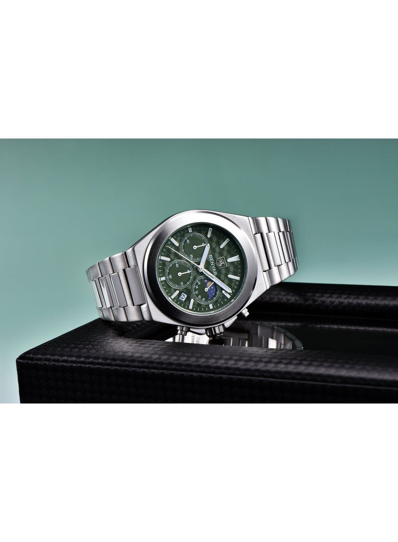 BENYAR Mens Watches Multifunction Chronograph Date Quartz Watch for Men Stainless Steel Band Wrist Watch Gift for Men Casual Business - Image 5