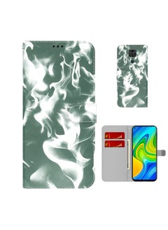 HuHa Case Cover For  Xiaomi Redmi Note 9 / 10X 4G Cloud Fog Pattern Horizontal Flip Leather Case with Holder & Card Slot & Wallet Dark Green 