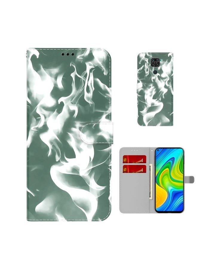 HuHa Case Cover For  Xiaomi Redmi Note 9 / 10X 4G Cloud Fog Pattern Horizontal Flip Leather Case with Holder & Card Slot & Wallet Dark Green 